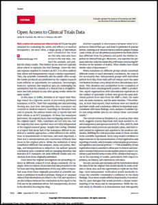 Journal article title page for open access to clinical trials data