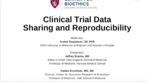 Slide presentation title page for clinical trial data sharing and reproducibility