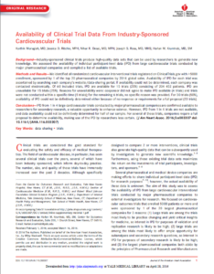 Journal article title page for availability of clinical trial data from industry sponsored cardiovascular trials