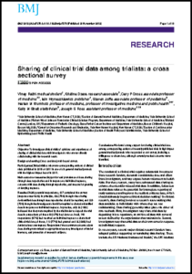 Journal article title page for sharing of clinical trial data among trialists a cross sectional survey