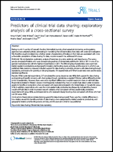 Journal article title page for predictors of clinical trial data sharing: exploratory analysis of a cross sectional survey