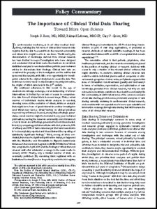 Journal article title page for the important of clinical trial data sharing