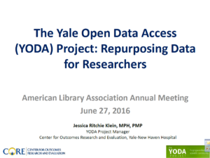 Slide presentation title page for: repurposing data for researchers