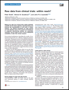 Journal article title page for raw data from clinical trials within reach