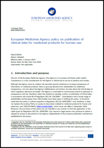 Journal article title page for european medicines agency on publication of clinical data for medicinal products