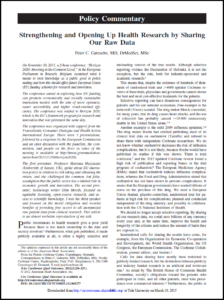 Journal article title page for strenghening and opening up health research by sharing our raw data