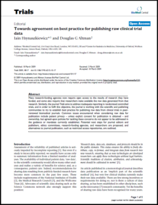 Journal article title page for towards agreement on best practice for publishing raw clinical trial data