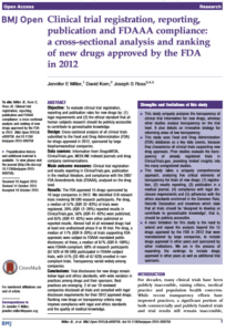 Journal article title page for clinical trial registration, reporting, publication and FDAAA compliance;a cross sectionall analysis and ranking of new drugs