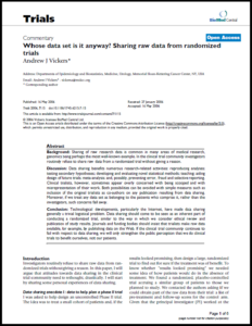 Journal article title page for whose data set is it anyway?