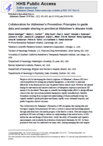 Journal article title page for collab for alzheimers preventation