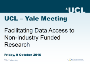 Slide presentation title page for UCL yale meeting